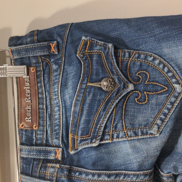 Rock Revival Women's Chrissie Boot Cut Jeans Size 30 Flap Button Pockets Faded - Picture 7 of 10